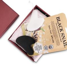 Подарочный набор скребков Гуаша + маска для лица Studio-M & Black and white