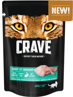 Влажный корм для кошек Crave, кролик, 24шт по 70г