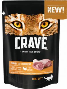 Влажный корм для кошек Crave, индейка, 24шт по 70г
