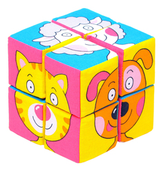 Детские кубики Мякиши "Набор из 8 кубиков Собери картинку Зверята"