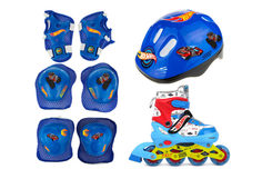 Роликовые коньки детские 1Toy Hot Wheels, светятся колеса, с защитой и шлемом, разм. 34-37