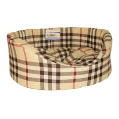 Лежак с бортиком Бобровый Дворик для животных (42 х 35 х 16 см, Шотландка светлая)