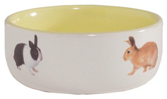 Одинарная миска для грызунов Beeztees, керамика, белый, желтый, 0.3 л