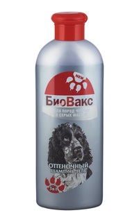 Шампунь-гель для собак БиоВакс Оттеночный для пород серых и черных мастей, 350 мл