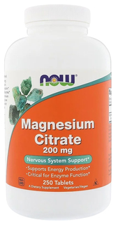 Магний NOW Magnesium Citrate 250 табл. без вкуса