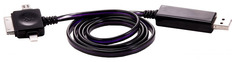 Кабель Gmini GM-MEL400FLBP, светящийся 3 в 1, 1м, чёрный кабель + розовая подсветка