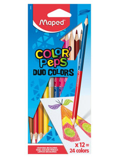 Карандаши цвет.COLORPEPS DUO, двусторон.наб.12шт/24цв.MAPED