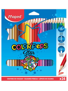 Карандаши цветные COLORPEPS, треугольн,24 цв. картон. MAPED