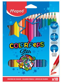 Карандаши цветные COLORPEPS, треугольн,18 цв. картон. MAPED