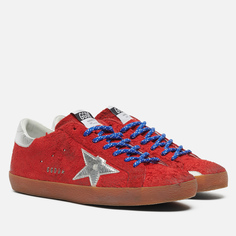Кеды мужские Golden Goose Super-Star Long Hair Suede/Laminated Star красные 44 EU