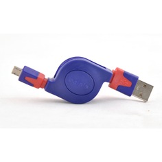 Кабель-рулетка USB 2.0 A вилка – micro B (5 Pins) вилка, сине-красный, BGL1183 Belsis