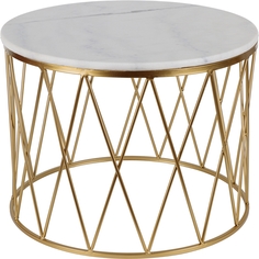 Журнальный столик с белым мрамором 59x59x45см Glasar 54-150 ГЛАСАР
