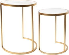 Столики интерьерные с белым мрамором, набор 2 предмета 40x40x50 ГЛАСАР