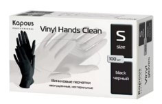 Виниловые перчатки неопудренные нестерильные Kapous Vinyl Hands Clean ЧЕРНЫЕ 100 шт S