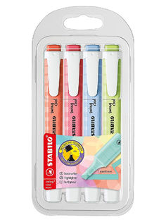 Маркер-текстовыделитель STABILO swing cool Pastel, 4 пастельных цвета в наборе