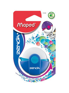Ластик круглый с поворотным пластиковым футляром MAPED ZENOA, голубой, в блистере