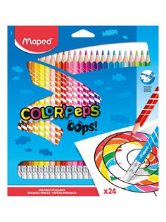 Цветные карандаши с ластиком, пластиковые, 24 цвета MAPED COLORPEPS OOPS картон футляр