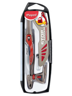 Готовальня MAPED STOP SYSTEM 3 предмета, цвет красный