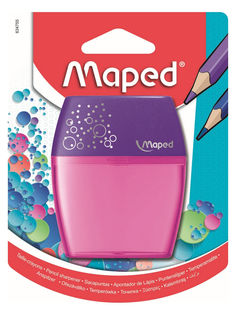 Точилка 2 отверстия, диаметр 8 и 11мм, с прозрачным контейнером MAPED SHAKER