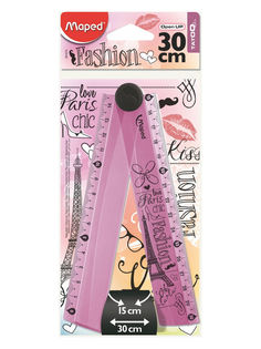 Линейка складная 15-30см MAPED TATOO, полупрозрачная декорированная, узор Париж