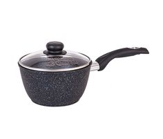 Ковш 1,2 л Гранит black МЕЧТА со стеклянной крышкой, арт. 81802