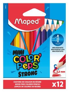 Пластиковые карандаши цветные 12 цветов, картон футляр MAPED COLORPEPS STRONGMINI