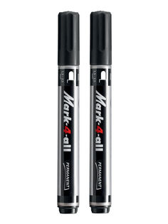 Маркер перманентный STABILO MARK-4-ALL, овальный наконечник 1,5-2,5мм черный, 2шт в пакете