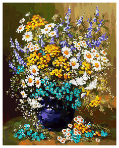 Раскраски по номерам Белоснежка Букет полевых цветов 40х50 см