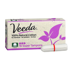 Тампоны Veeda Super Tampons из натурального хлопка без аппликатора