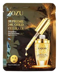 Тканевая маска для лица с золотом 24К Zozu 24K Gold Mask Gold Foil Soft Mask 25 г