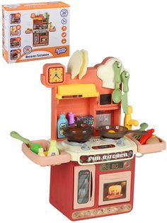 Кухня детская игровая Amore Bello JB0208735 с настоящей водой, посуда, еда, бордовый