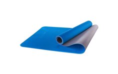Коврик для йоги STARFIT FM-201, TPE, 173x61x0,4 см(синий-серый)