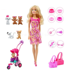 Игровой набор с куклой Barbie Прогулка с питомцами BCF82