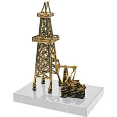 Статуэтка "Нефтяная вышка" из бронзы и мрамора (16 см) No Brand