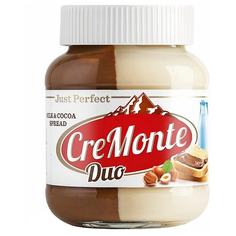 Паста молочно-ореховая CreMonte "Duo", с добавлением какао, 400 г