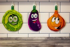 Прихватки для кухни "Веселый повар" в наборе из 3х штук (БаклаЖанка, ЛучОК, КапусТочка) Stramix
