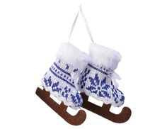 Ёлочная игрушка коньки сканди, полиэстер, белые, 3.5x7x7 см, Kaemingk, арт. 611909-белые