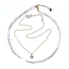 Колье из бижутерного сплава с искусственным жемчугом/кристаллами Moon Paris MRQ-21.06-040