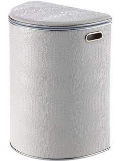 Корзина для белья Geralis KWH-O CROCO белая, кант хром, полукруглая