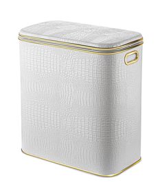 Корзина для белья Geralis KWG-M CROCO белая, кант золото, малая