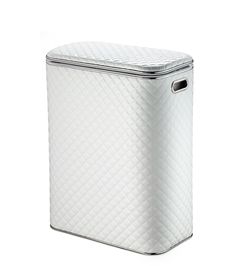 Корзина для белья Geralis SWH-B Ромб стежка, белая, кант хром, стандартная