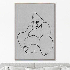 Репродукция картины на холсте Gorilla on gray Размер картины: 75х105см