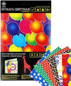 Бумага цветная, с многоцветной печатью, 6 листов, 6 цветов (формат А4) Фабрика Фантазий