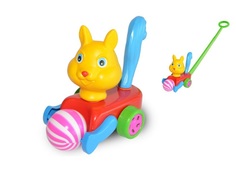 Игрушка-каталка с ручкой Белка с мячиком Польская пластмасса