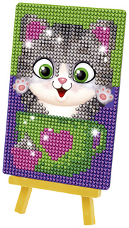 Алмазная мозаика на подставке Котик, 10*15 см Школа талантов