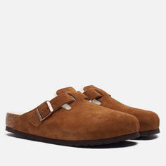 Шлепанцы женские Birkenstock Boston Suede Shearling коричневые 42 EU