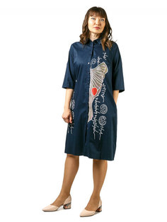 Платье-рубашка женское Lisette EF20-92086-1-7 синее 52 RU