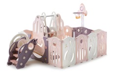 Манеж UNIXline SUPREME Space 160x160 Rose с качелями