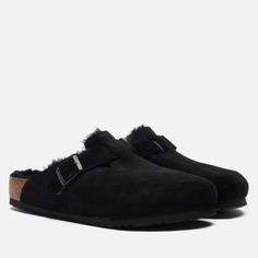 Шлепанцы женские Birkenstock Boston Suede Shearling черные 41 EU