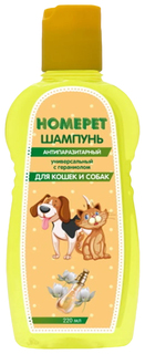 Шампунь для собак и кошек HOMEPET против блох и клещей, гераниол, цветочный, 220 мл